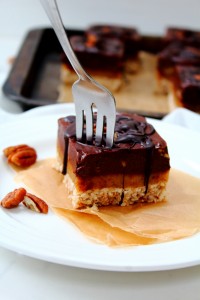 Peachy Palate Chocolate caramel pecan squares