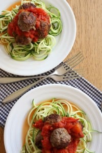 Wonky Spatula Courgetti and meatballs