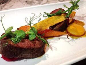 Lamb with Carrots and Peashoots