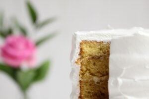 Orange Almond Cake with Rhubarb and Rose Petal Jam by Cove Cake Design