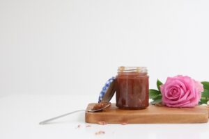 Orange Almond Cake with Rhubarb and Rose Petal Jam by Cove Cake Design