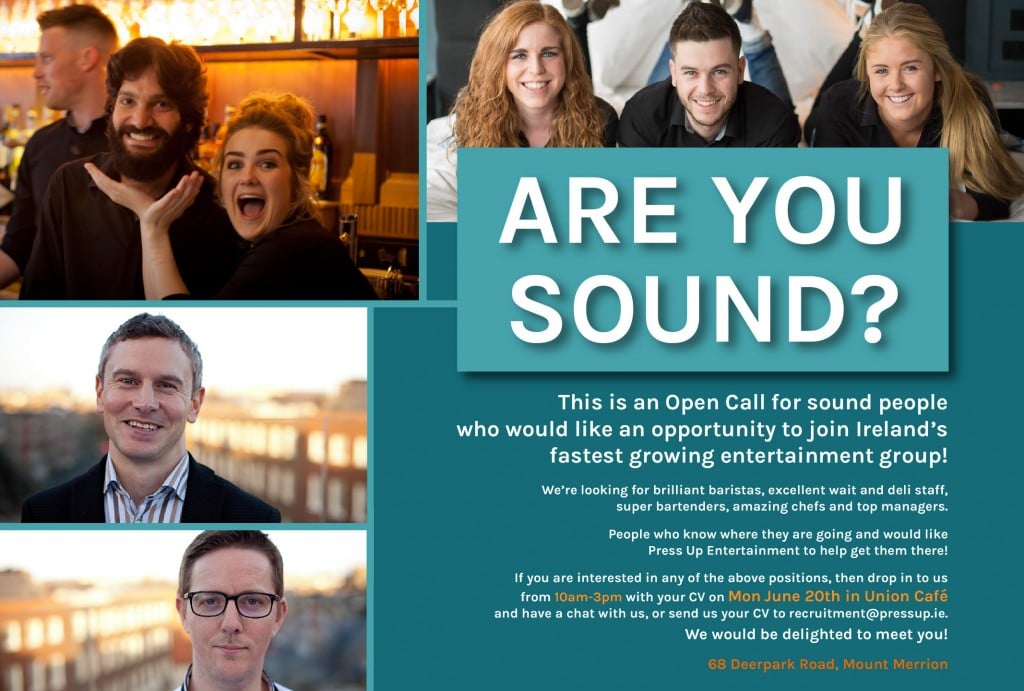 Press Up Entertainment is Hiring, Join Ireland’s fastest Growing Entertainment Group