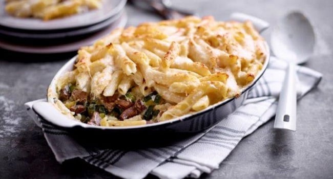 Lamb and Penne Gratin with Courgettes and Two Cheeses Recipe by Chef Mark Moriarty