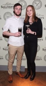 Paul Kelly and Emily O'Farrell at the Dublin launch of Sullivans Brewing Company at Lemon & Duke,Royal Hibernan Way,Dublin Picture Bbrian Mcevoy No repro fee for one use