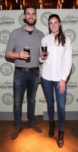 Jamie White and Sophie Carton at the Dublin launch of Sullivans Brewing Company at Lemon & Duke,Royal Hibernan Way,Dublin Picture Brian Mcevoy No repro fee for one use
