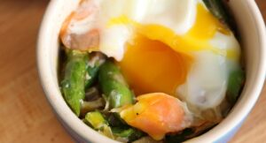 Baked Eggs Recipe with Smoked Salmon & Asparagus from The Wonky Spatula