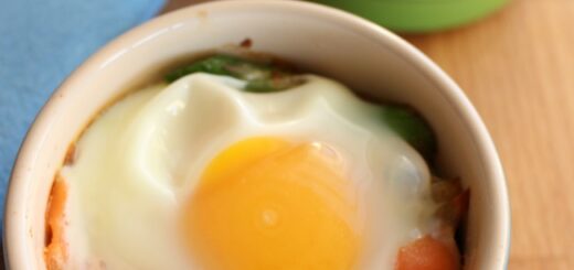 Baked Eggs Recipe with Smoked Salmon & Asparagus from The Wonky Spatula,