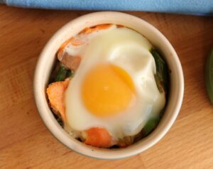 Baked Eggs Recipe with Smoked Salmon & Asparagus from The Wonky Spatula,