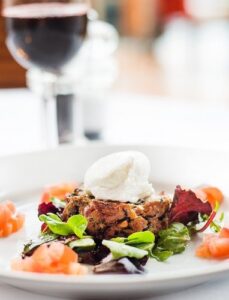 Slow Cooked Ham Hock Tian – Quail Egg, Tomato Salsa Ice House Hotel