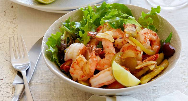 Garlic Prawns with Warm Cucumber and Ginger Salad by California Wines
