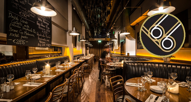 Brasserie Sixty6 – 3 course meal for 2 people with a bottle of wine and 2 cocktails for €60