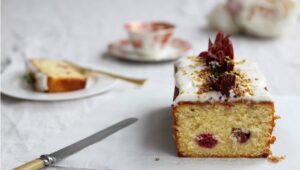 Lemon Raspberry Hibiscus Loaf Cake Recipe from Cove Cake Design