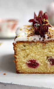 Lemon Raspberry Hibiscus Loaf Cake Recipe from Cove Cake Design