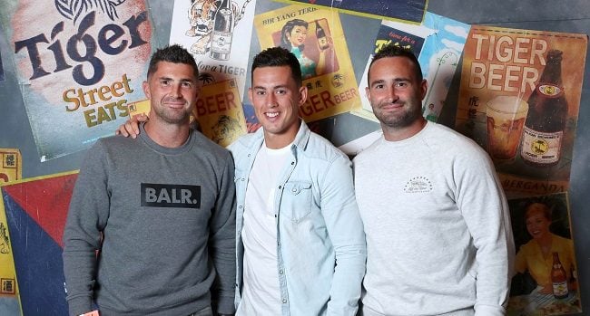 Rob Kearney, Noel Reid and Dave Kearney Tiger Street Eats Pic: Marc O'Sullivan