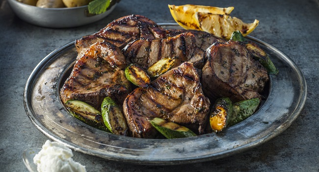 Griddled Connemara Hill Lamb Chops Recipe with Courgette and Lemon