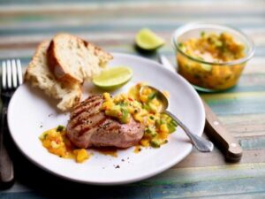 Grilled Lamb Steaks with Spicy Mango Salsa 2