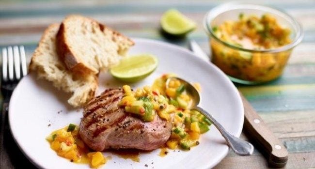 TastyEasyLamb Grilled Lamb Steaks with Spicy Mango Salsa finished