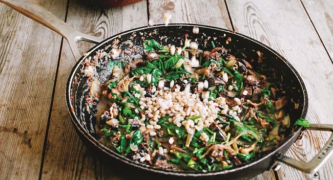 Mushroom and Spinach Spelteree Recipe