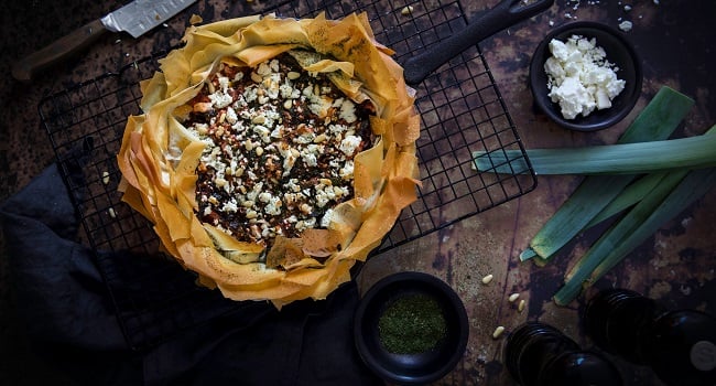Rainbow Chard & Leek Filo Tart Recipe By Monika Coghlan