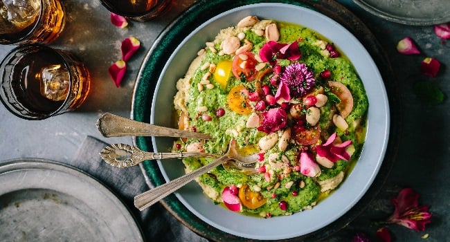 Roasted Almonds Spinach & Fava Beans Hummus Recipe By My Nutrition Ireland