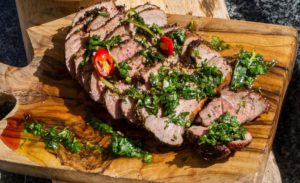 AVOCA’S BBQ MARINATED LEG OF LAMB RECIPE WITH GREEN HERB CHIMICHURRI & CRUNCHY RAINBOW SESAME SLAW