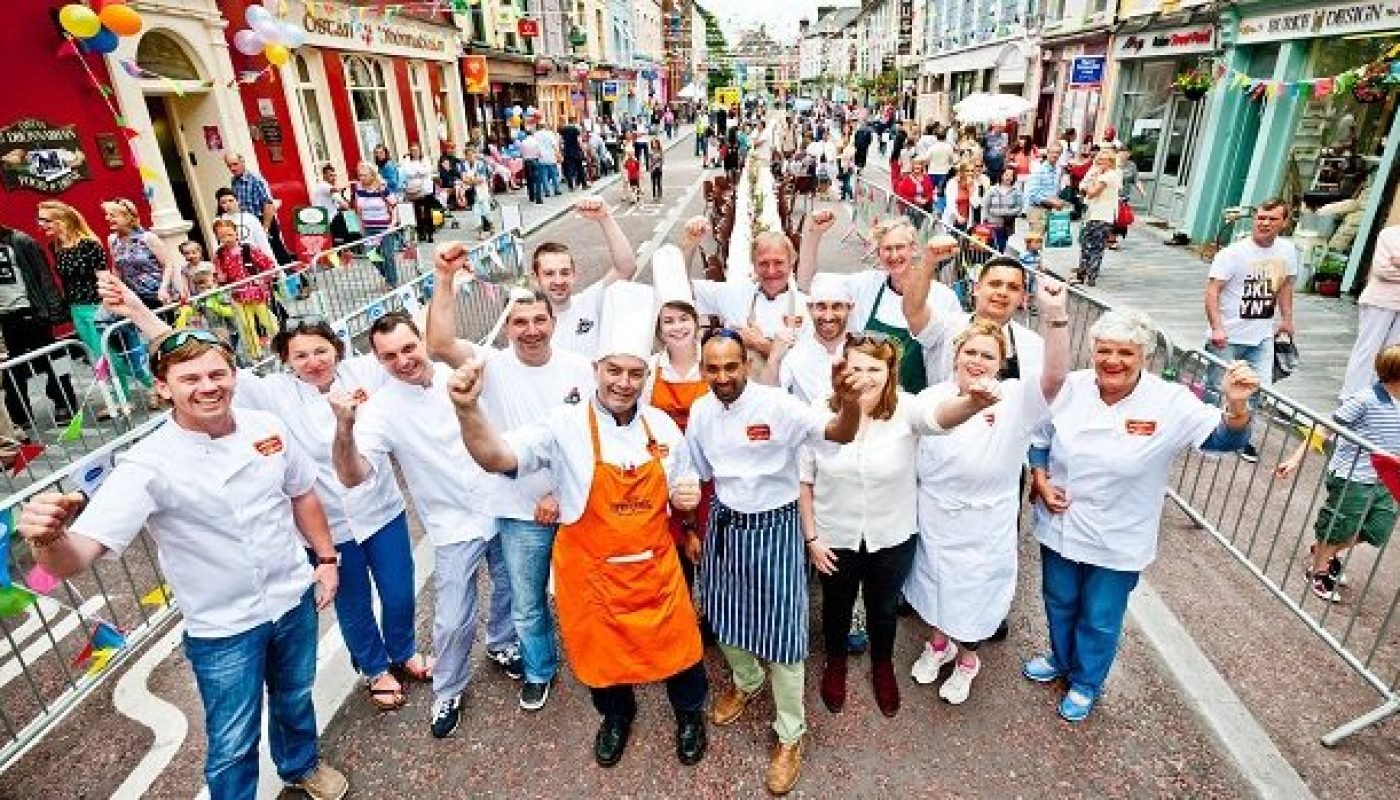 Clonakilty's brigade of chefs prepare to serve over 1500 meals to visitors to Clonakilty's Street Carnival. The carnival celebrates the reopening of the main street after 18 months of work to install a new flood relief system and a new streetscape, at a cost of €2.3 million. Photo by Dermot Sullivan.