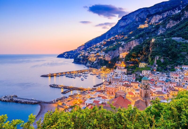 Amalfi,Coast,,Italy.,View,Of,The,Amalfi,Town,At,Sunset.