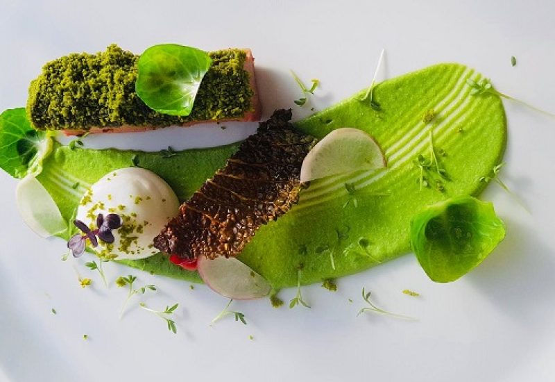 Pistachio & Chervil Crusted Duck Breast, Textures of Fennel, Velvet Cloud Sheep’s Milk, Pickled Radishes & Cabbage Crisps By Chef Daniel Lambert