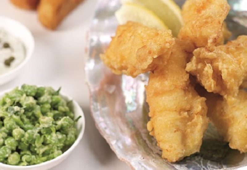 Crispy Hake in Beer Batter with Pea and Pancetta Salad Recipe from Avoca