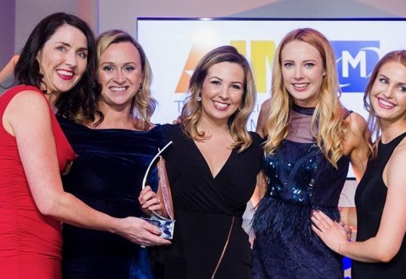 Alex Murphy, Freya Ivory,Niamh O’Shaugnessy and Jessica Powell from BFree Foods Being Presented with Best International Marketing Award at the All Ireland Marketing Awards 11th May. BFree Foods
