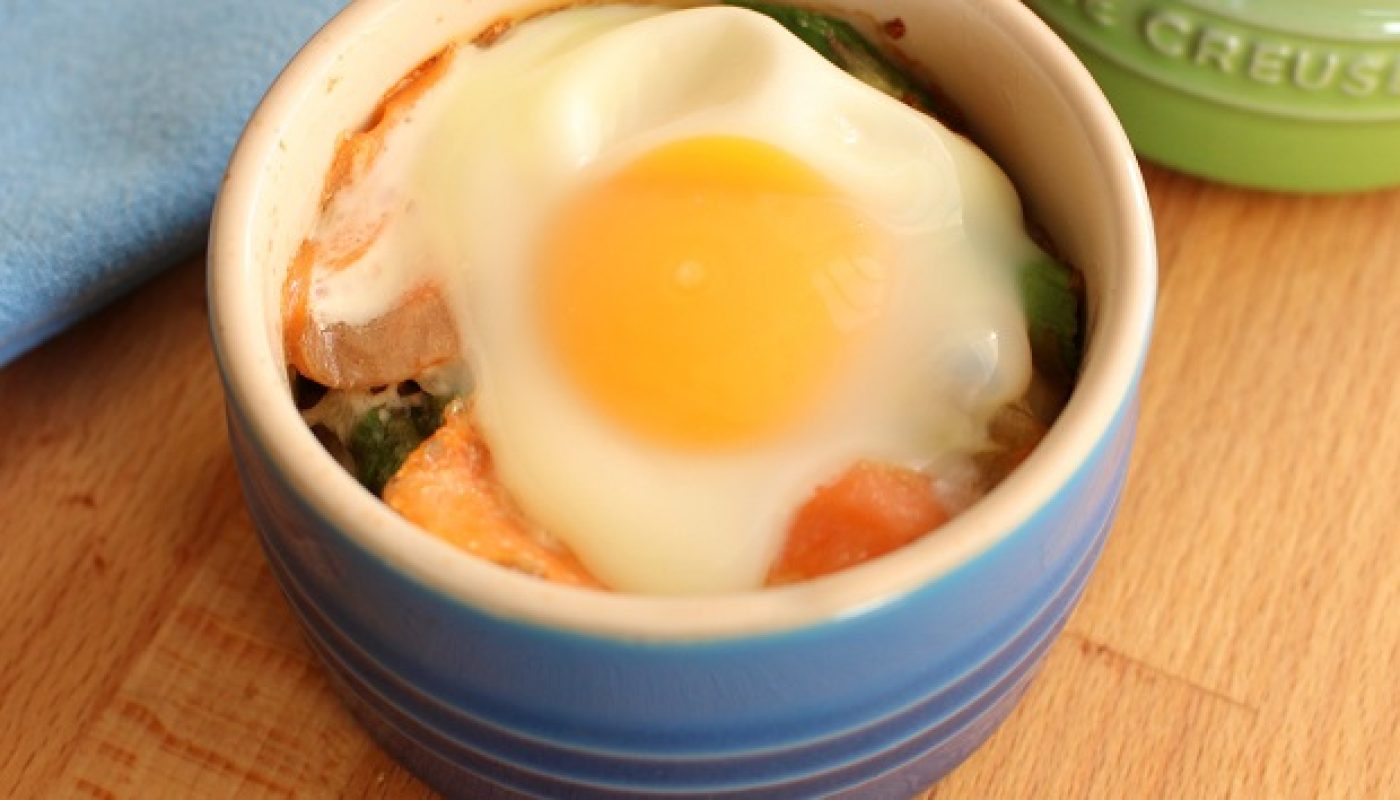 Baked Eggs Recipe with Smoked Salmon & Asparagus from The Wonky Spatula