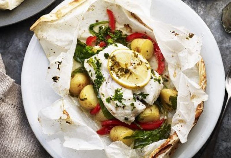 Baked New Potato and Cod en Papillote L