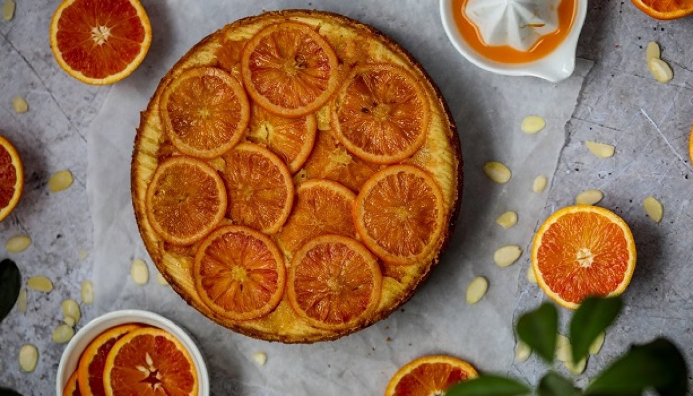 Blood Orange & Almond Upside Down Cake Recipe By Monika Coghlan