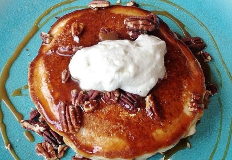 Buttermilk Pancakes with Caramel & Pecans