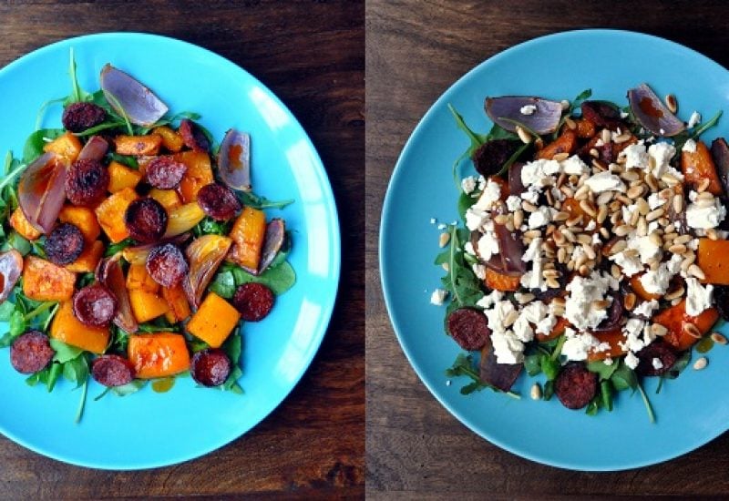 Butternut Squash and Chorizo Salad with Harissa and Feta Recipe from A Cookbook Collection