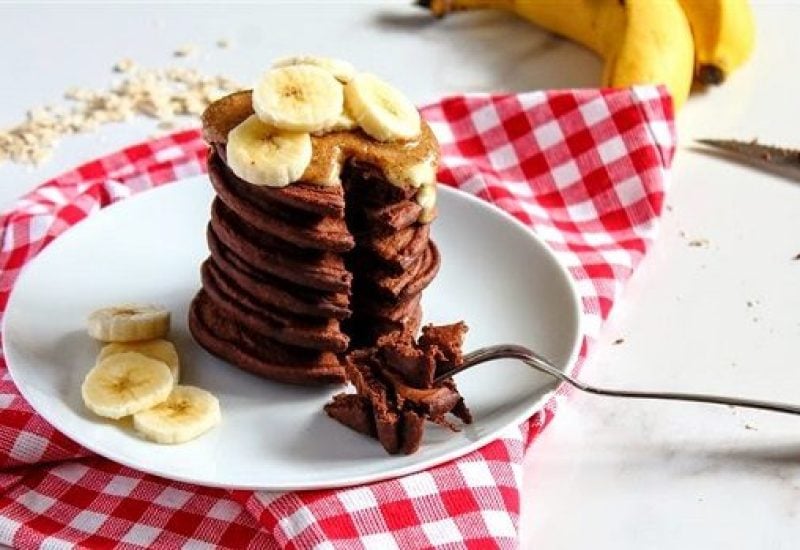 Chocolate Banana Protein Pancakes Recipe with PB