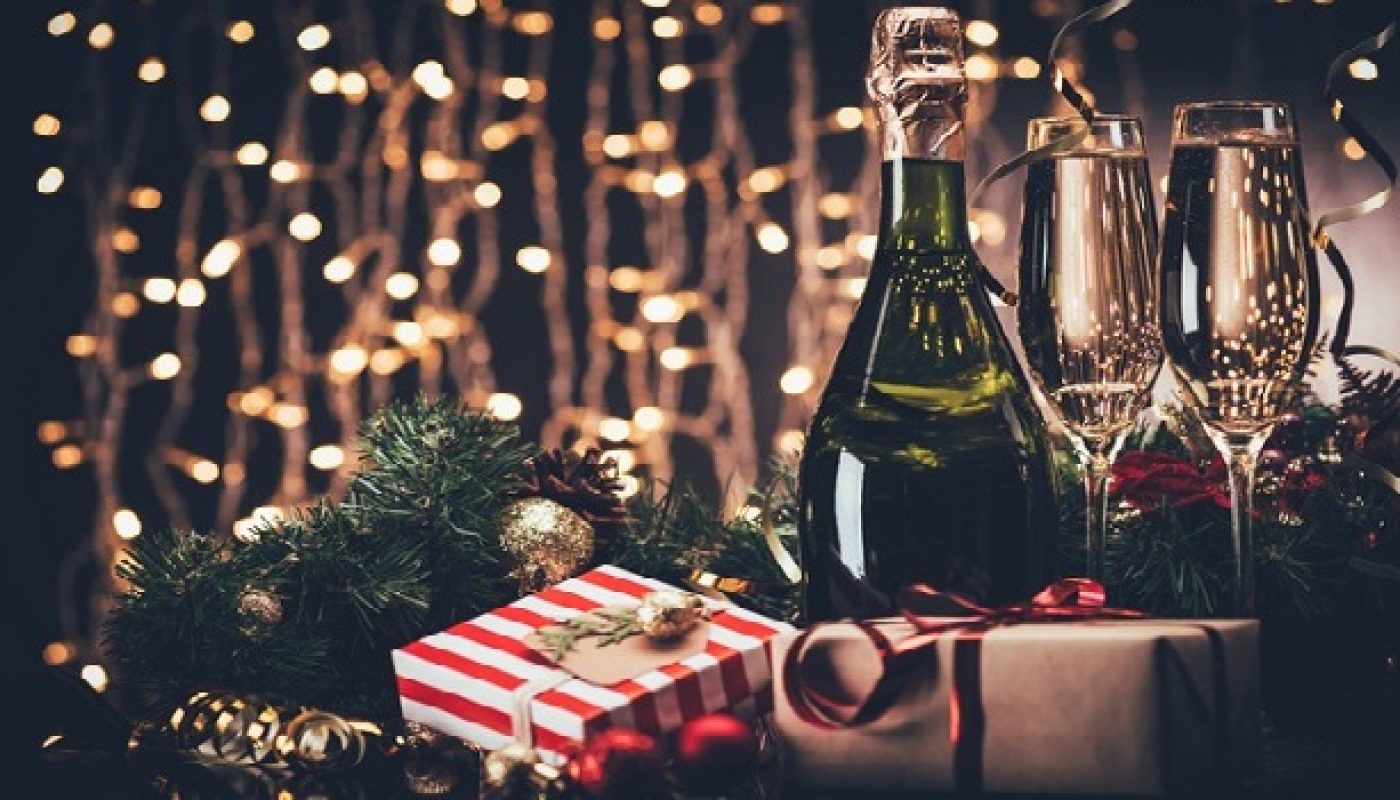 glasses of champagne and presents