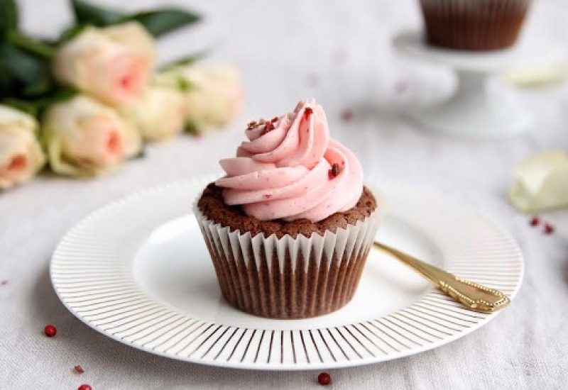 Dark Chocolate, Raspberry and Pink Peppercorn Cupcake Recipe