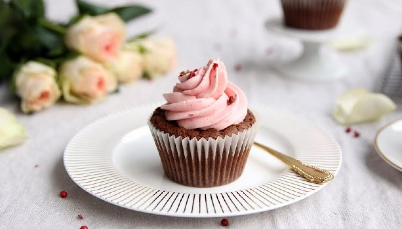 Dark Chocolate, Raspberry and Pink Peppercorn Cupcake Recipe