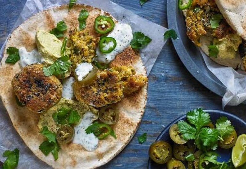 FALAFEL WITH CREAMY GARLIC SAUCE & AVOCADO HUMMUS RECIPE