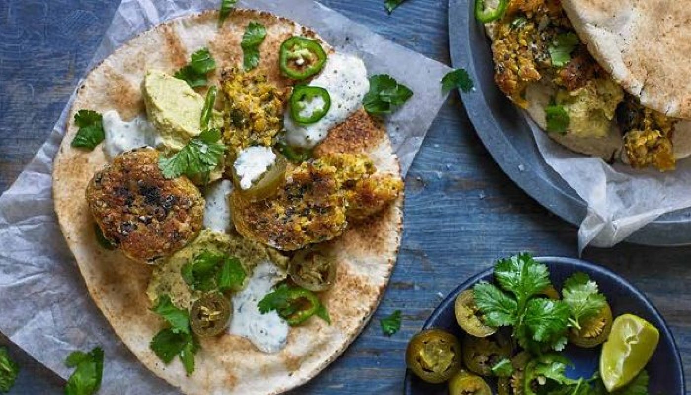 FALAFEL WITH CREAMY GARLIC SAUCE & AVOCADO HUMMUS RECIPE
