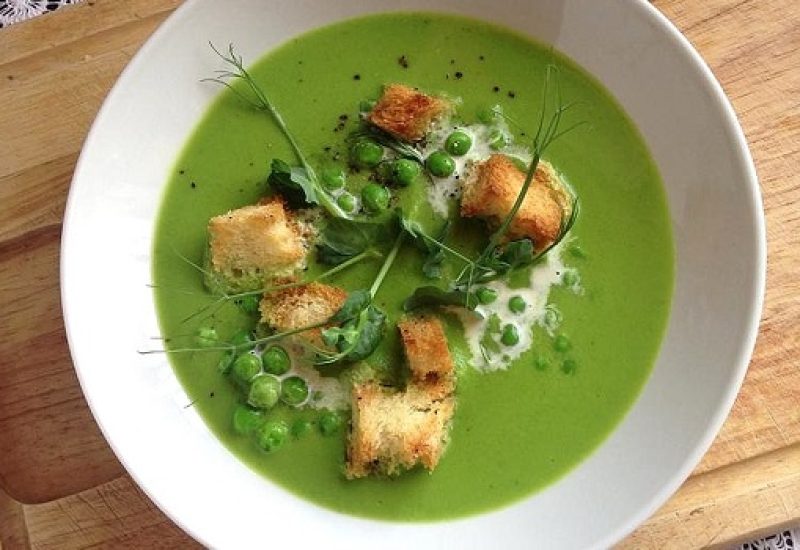 Garden Pea Soup with Sourdough Croutons Recipe by Niamh Mannion