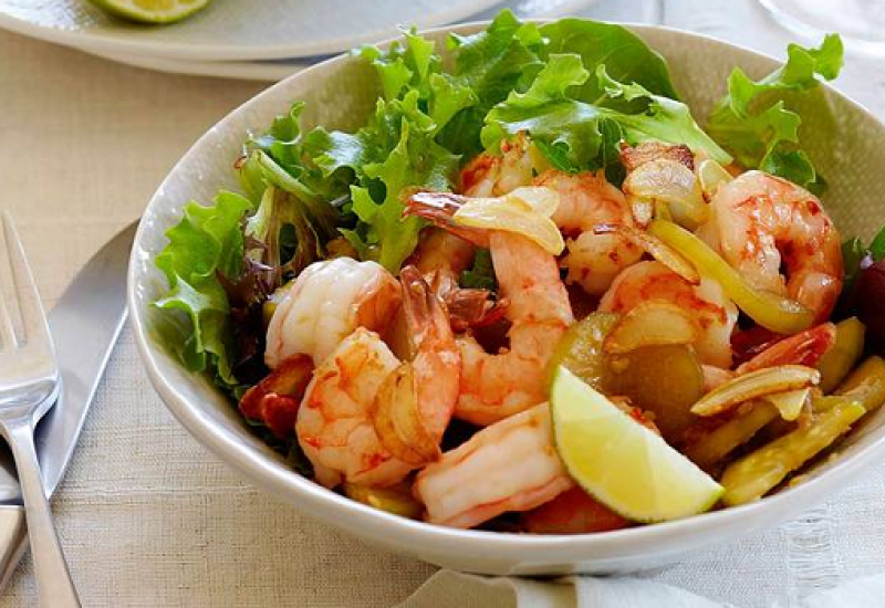 Garlic Prawns with Warm Cucumber and Ginger Salad by California Wines