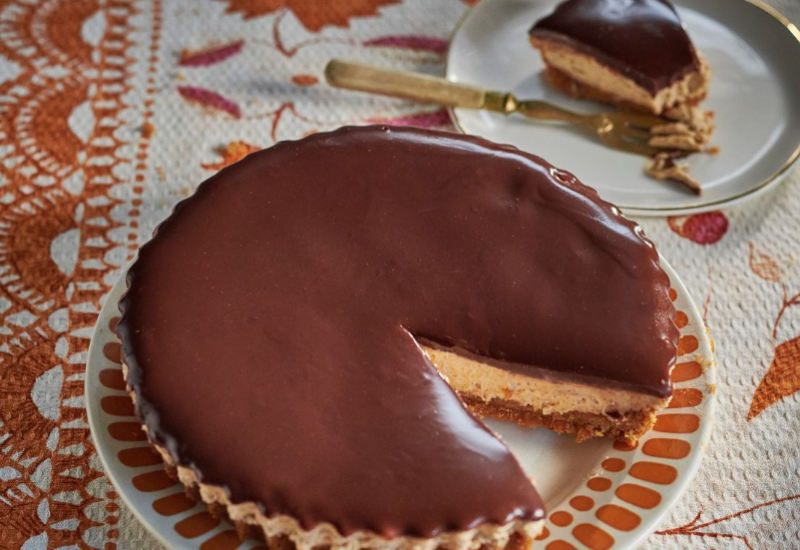 Glossy Peanut Butter and Chocolate Tart