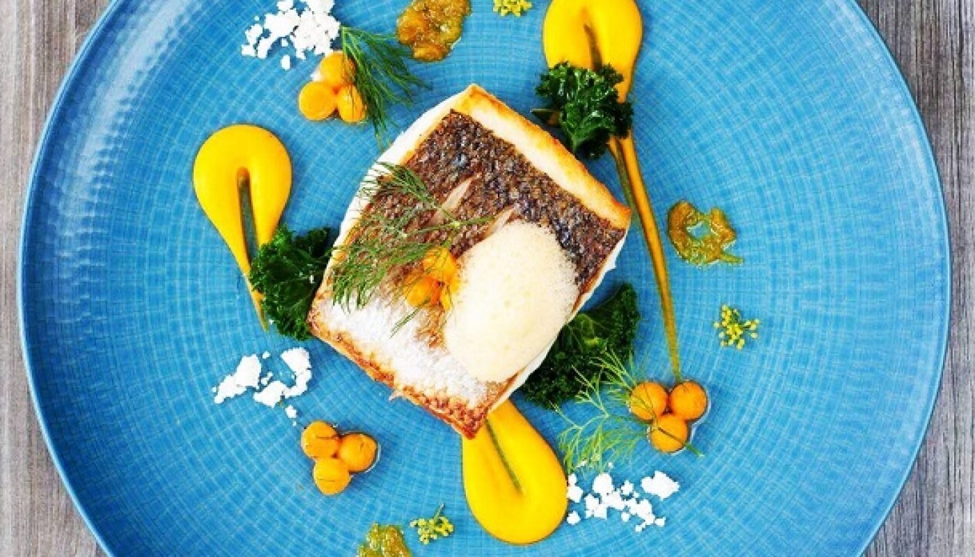 Flat Fish Recipe with Carrot Purée, Orange Reduction, and Ginger Froth ...