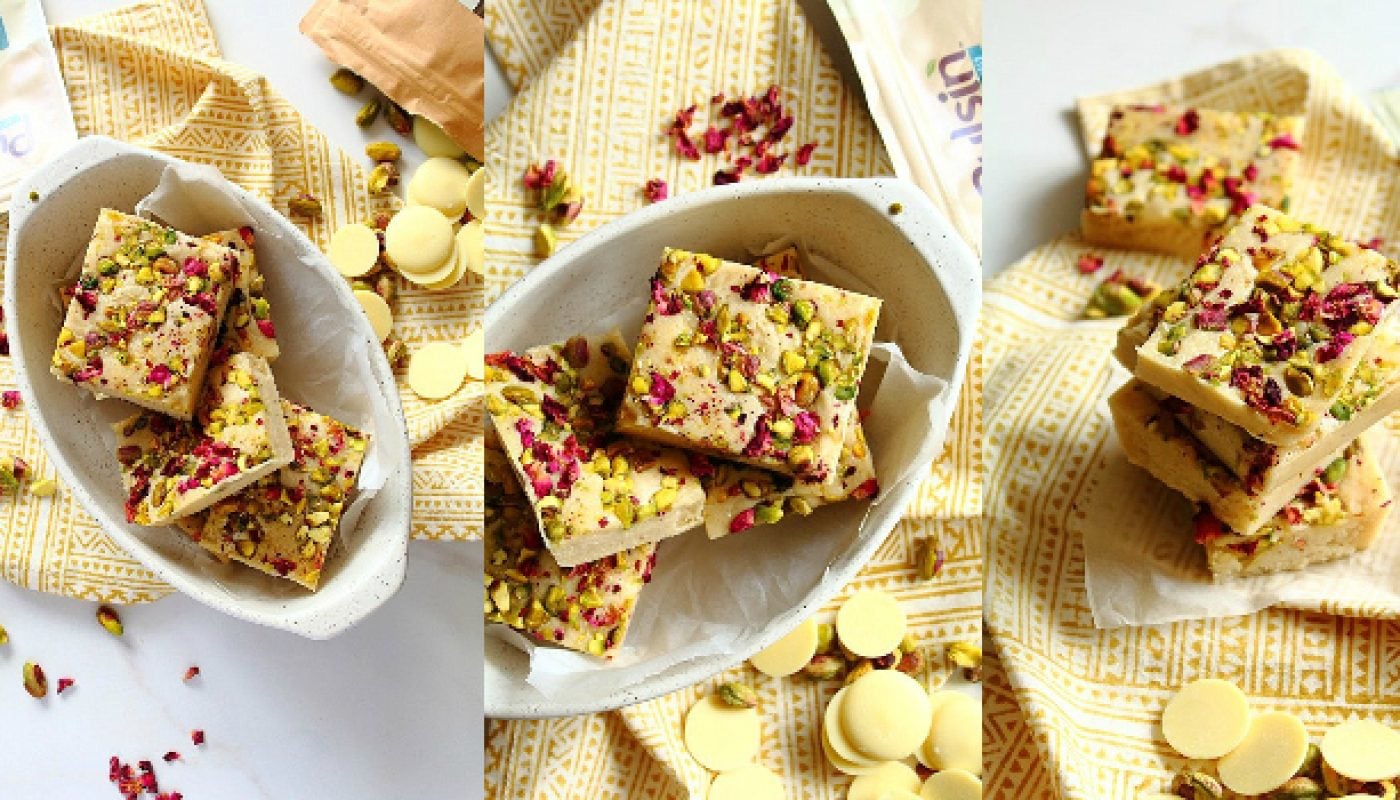 White Chocolate Vanilla Protein Bars Recipe by Peachy Palate