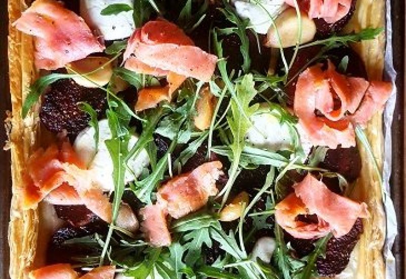 Spiced Beetroot, Goat Cheese and Smoked Trout Tart Recipe by Katia Valadeau
