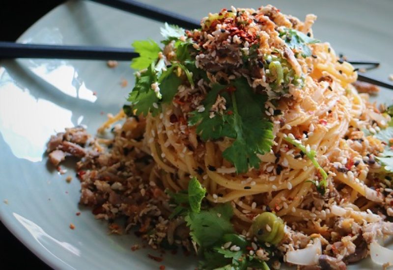 Smoked Tofu and Mushroom Thai Lao Noodles Recipe By Chef Jeeny Maltese