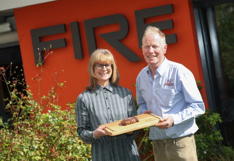 No fee pic
23-3-22
(l to r) Members of the Irish Hereford Prime team: Tanya English; and Niall O'Mahony (Chair) pictured at the official launch of the Irish Hereford Prime new brand identity, which took place at FIRE Steakhouse & Bar, Dublin. This Irish Hereford Prime team shared why they started the producer group and how they guide their members to produce the best beef, to the highest standard, driving demand and creating a reputation for care, consistency and exceptional quality. It was then over to FIRE Steakhouse & Bar Culinary Director, Richie Wilson to awaken tastebuds with a guided beef tasting. During this exclusive tasting experience, guests were treated to six different cuts and cooks of World Steak Challenge Gold Medal winning Irish Hereford Prime beef, including a bespoke dry-aged Fillet steak. From behind the grill Richie took guests through the journey from farm to fork, and showcased what gives this premium beef its unique mouth-watering flavour profile. For more information on Irish Hereford Prime’s new look and feel, rich heritage, farmers or mouth-watering recipes, visit www.irishherefordprime.com.Pic:Naoise Culhane Photography - no fee