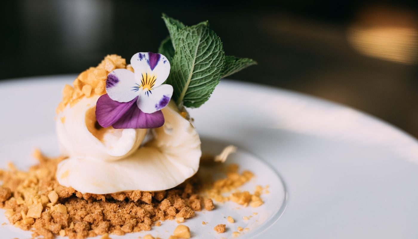 Deconstructed White Chocolate & Honeycomb Cheesecake from the Coq & Bull brasserie